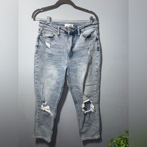 Vervet Millman Erika Mom Destressed Jeans In Medium Blue Wash Size 28 EUC